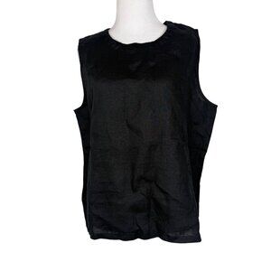 Quince Black Linen Sleeveless Tank Top Medium New With Tags
